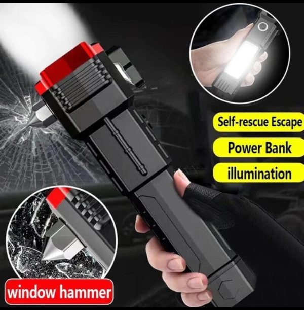 High-power Led Flashlight Rechargeable And Multifunctional Tactical Hammer For Your Lighting Needs (random Color)